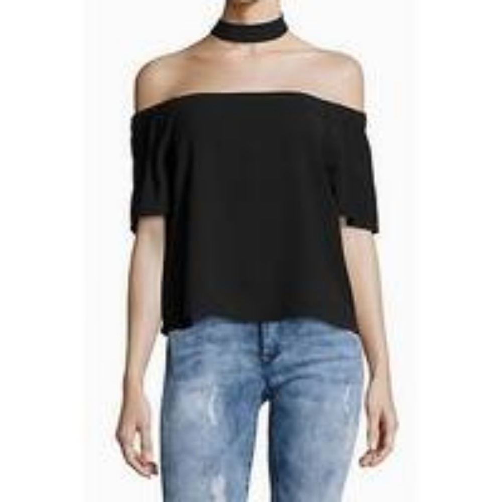 NWT DESIGN LAB Black Off the Shoulder Choker Top